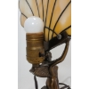 Image 4 : ART DECO LAMP W/ SHELL-SHAPED STAINED GLASS SHADES