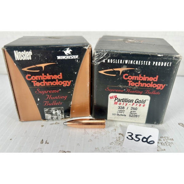 BULLETS: 100X NOSLER .338 CAL 250GR. SP