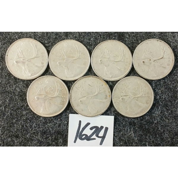 LOT OF 7 - 1968 CDN 25 CENT SILVER COINS