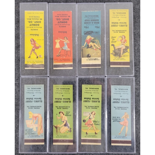 LOT OF 8 - PIN-UP ADVERTISING MATCHBOOK PACKAGES - CHICAGO MATCH, ETC
