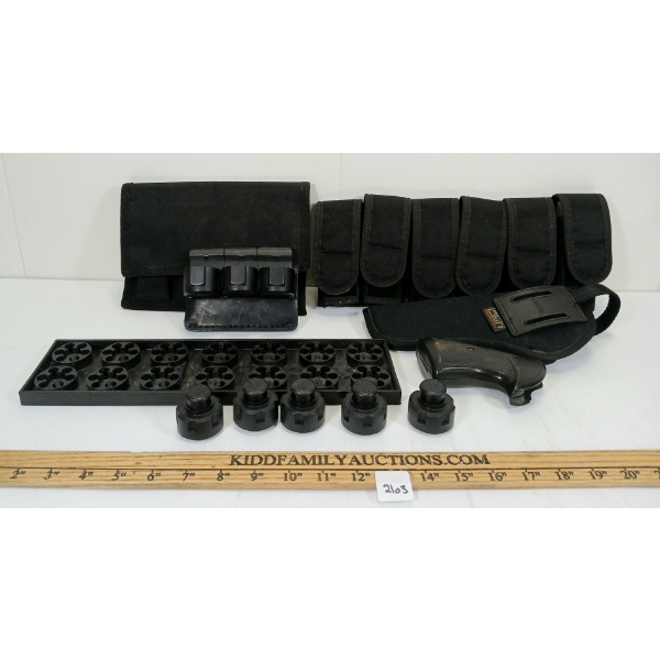 JOB LOT - UNCLE MIKE'S SIDEKICK PISTOL HOLSTER, RANGEMAXX MAGAZINE POUCH, PACHMAYR GRIPS, ETC 