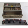 Image 2 : LOT OF 2 - BEACH INDUSTRIES METAL TACKLE BOX & WALL MOUNT FISHING POLE STANDS
