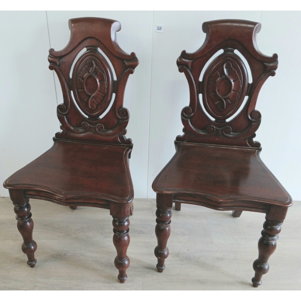 LOT OF 2 - HALL CHAIRS - MAHOGANY - C. VICTORIAN ERA