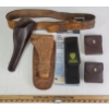Image 1 : LOT OF 5 - LEATHER PISTOL HOLSTER, AMMO POUCHES & BEAR SPRAY HOLSTER