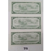 Image 2 : LOT OF 3 - 1954 CDN $1 UNCIRC. SEQUENTIAL BANKNOTES