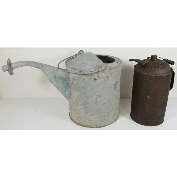 LOT OF 2 - VINTAGE OIL GALVANIZED CANS 