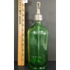 Image 3 : THE TUNE BOTTLING CO - LIME GREEN BLOWN GLASS ACID-ETCHED - SELTZER BOTTLE