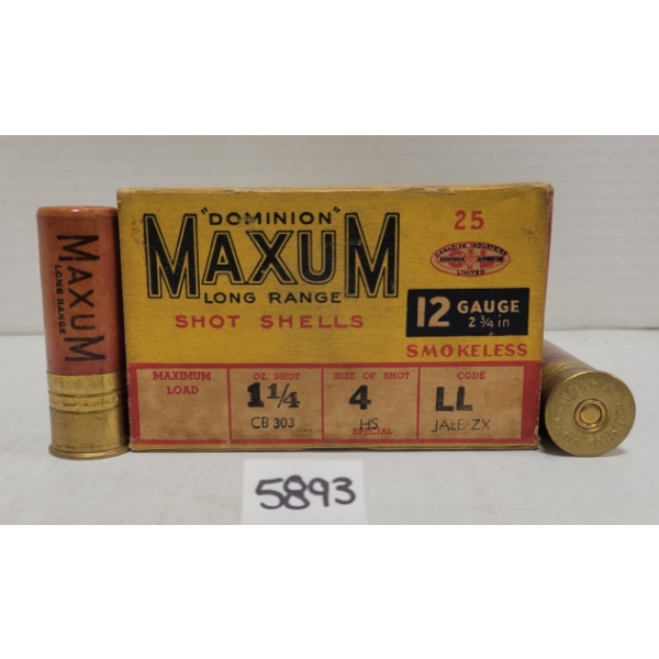 AMMO: 25X DOMINION MAXUM 12 GA 2-3/4 IN 1-1/4 OZ NO 4 SHOT