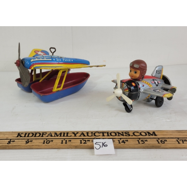 LOT OF 2 - TIN WIND UP USAF & SEA PATROL PLANES