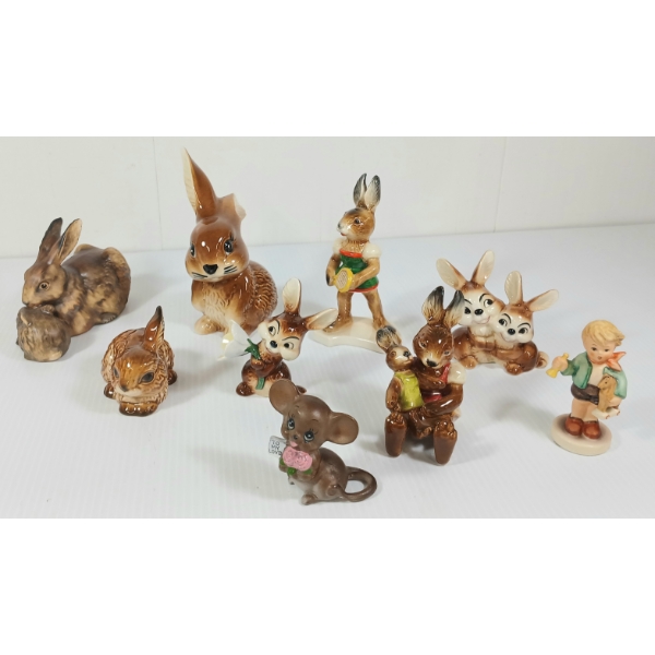 LOT OF 9 - GOBEL CERAMIC FIGURINES - INCL RABBITS