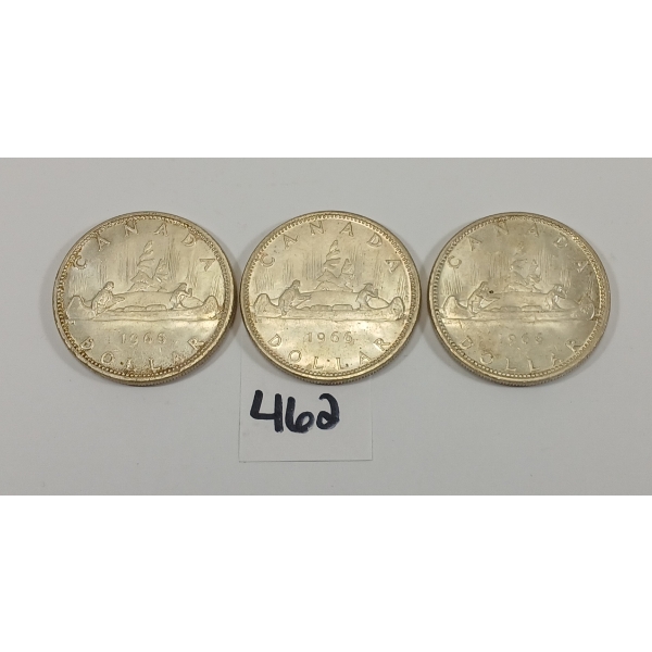 LOT OF 3 - 1966 CDN SILVER DOLLAR PCS 