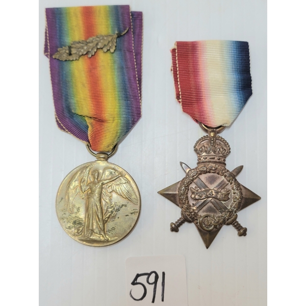 LOT OF 2 - WWI & 1914-1915 STAR MEDALS - CAPT. C.H. LOCKWOOD