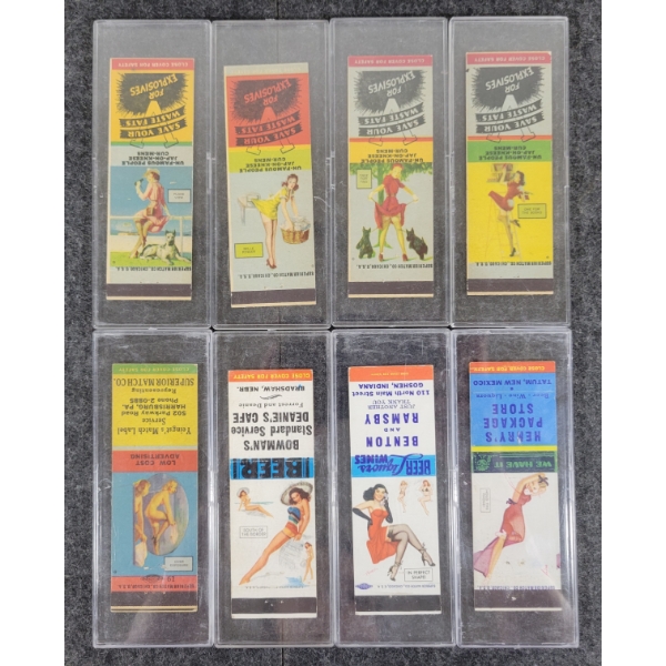 LOT OF 8 - PIN-UP ADVERTISING MATCHBOOK PACKAGES - SUPERIOR MATCH, ETC