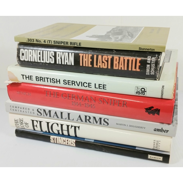 LOT OF 7 - FIREARMS / MILITARIA PUBLICATIONS - INCL "THE LAST BATTLE," "THE GERMAN SNIPER," ETC