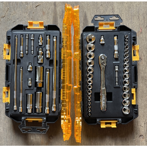 LOT OF 2 - DEWALT SOCKET SETS - 1/4 & 3/8th INCH DRIVE