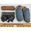 Image 1 : LOT OF 3 - WWII CDN DEACON BROS. LTD HOSPITAL SLIPPERS, BOECKH BRUSH & PILOTS GOGGLES