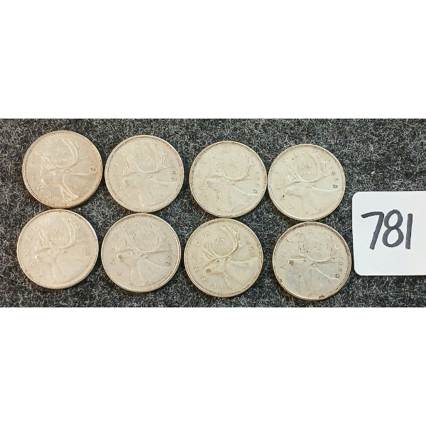 LOT OF 8 - 1968 CDN 25 CENT COINS