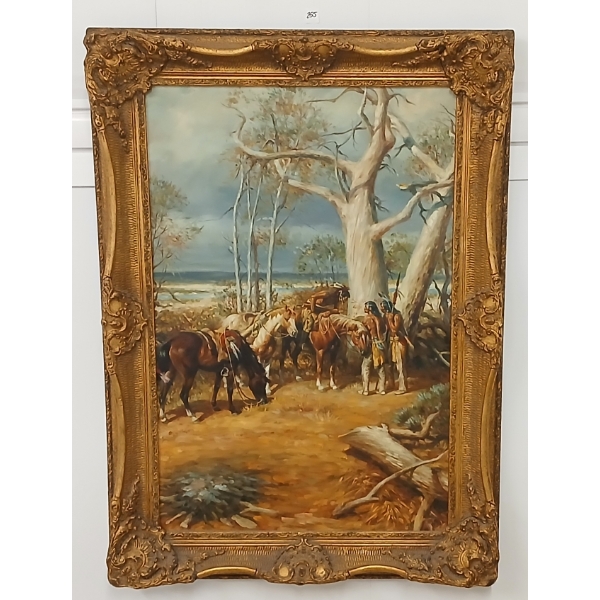 "COTTONWOOD GAZETTE" BY TOM LOVELL (1909-1997) - FRAMED OIL ON CANVAS