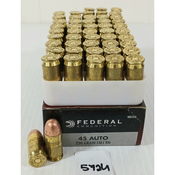 AMMO: 50X FEDERAL .45 AUTO - 230GR - FMJ RN