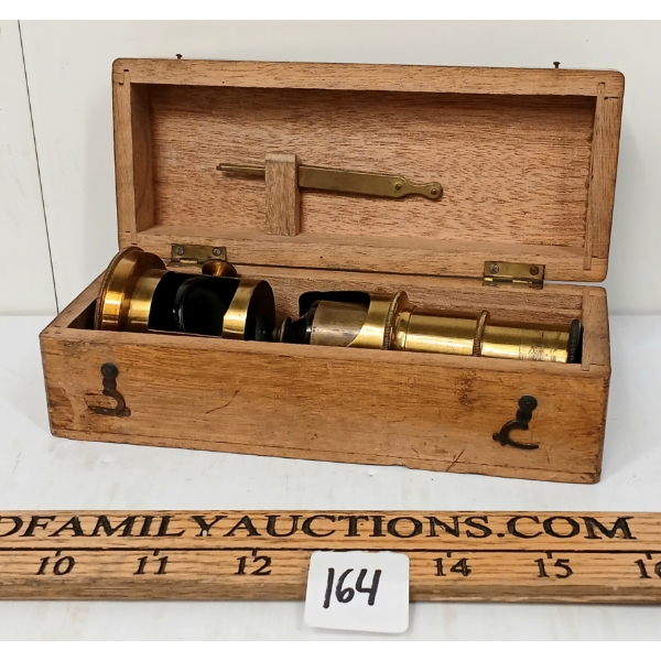FIELD MICROSCOPE W/ CASE - BRASS - C. VICTORIAN ERA