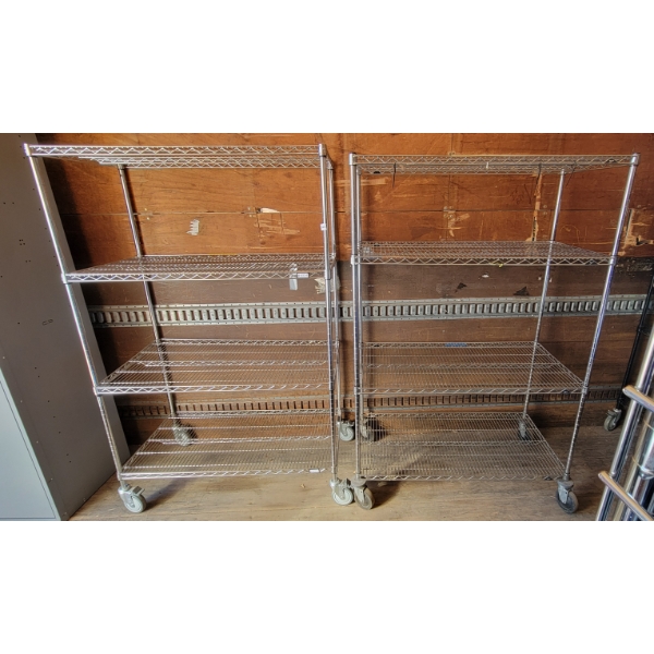 LOT OF 2 - ULINE STAINLESS STEEL WIRE RACKING