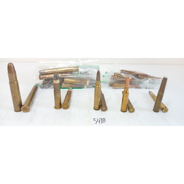 AMMO: 38X MIXED - .500CAL, 6.5MM, 7MM, 9MM, 7MM REM MAG & .10-75 RUSSIAN