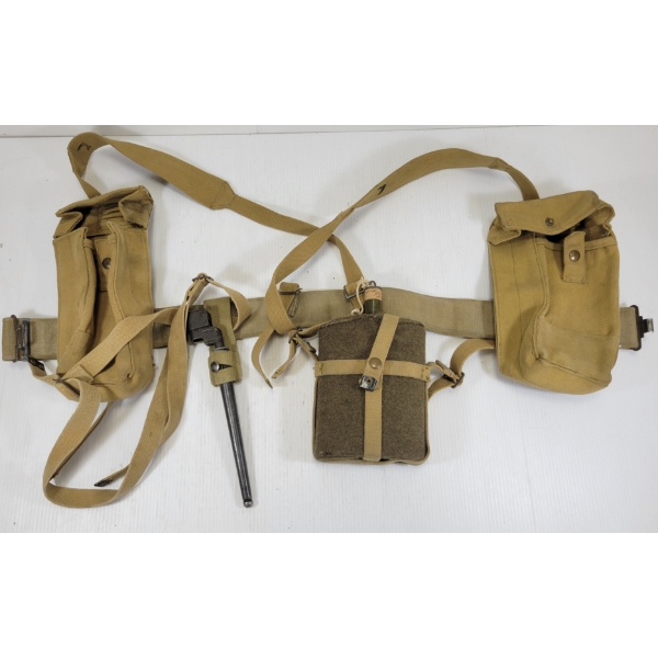 BRITISH/CDN 1937 PATTERN WEB EQUIPMENT W/ CANTEEN & BAYONET
