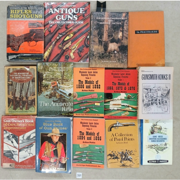 LOT OF 20 - ASSORTED FIREARMS BOOKS - ANTIQUE GUNS, THE PEACEMAKER, SNIPER, ETC