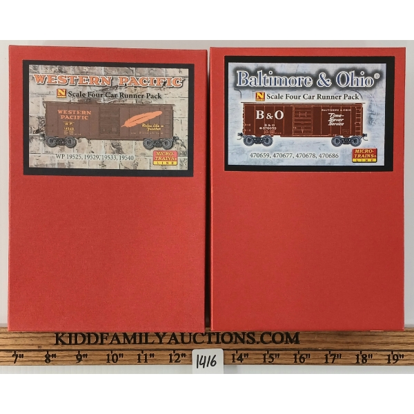 LOT OF 2 - MICRO TRAINS 4 CAR RUNNER PACKS - BALTIMORE & OHIO & WESTERN PACIFIC
