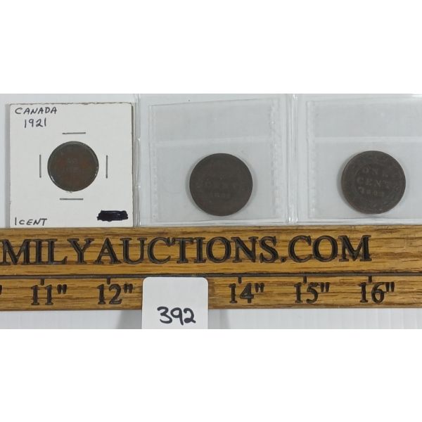 LOT OF 3 - 1881-1921 CDN 1 CENT COINS - ICCS GRADED