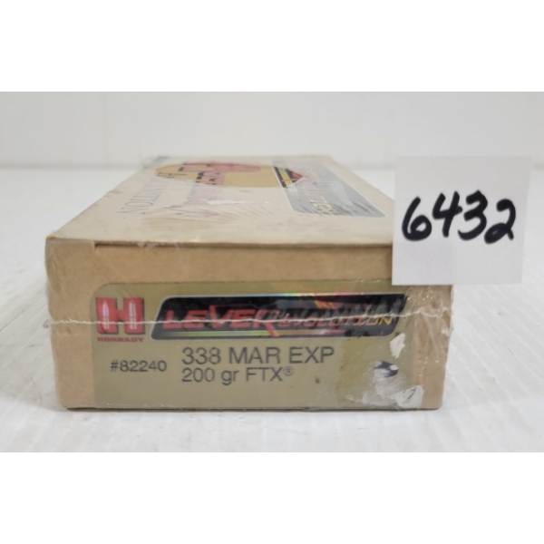 AMMO: 20X HORNADY LEVEREVOLUTION .338 MAR EXP - 200GR - FTX - SEALED