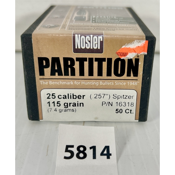 BULLETS: 50X NOSLER .25 CAL - 115 GR SP