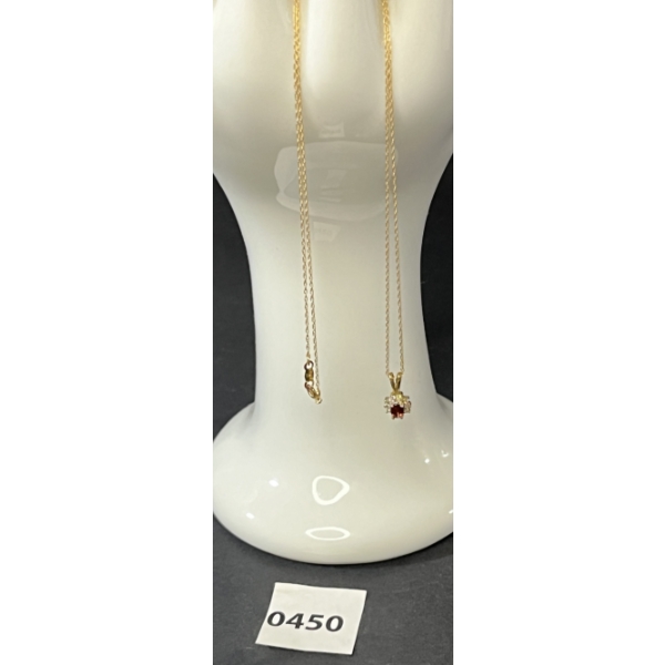 10K GOLD CHAIN W/ RUBY PENDANT
