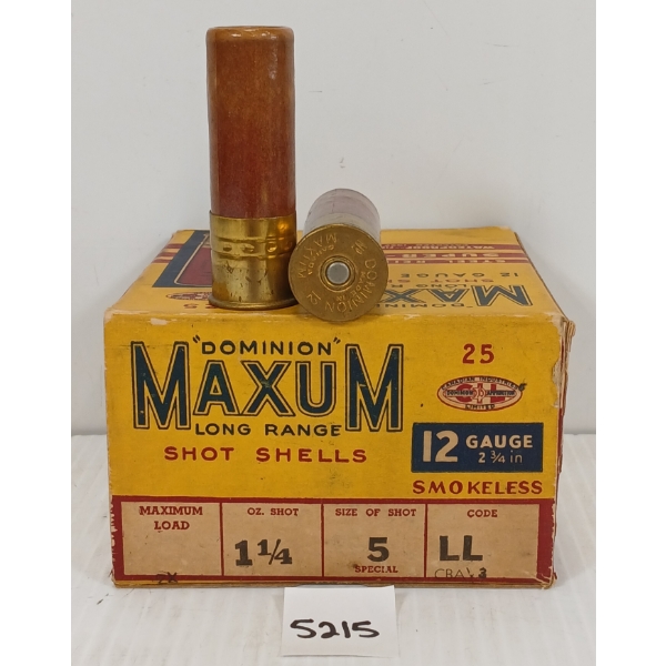 AMMO: 25X CIL MAXUM 12GA - 2 3/4IN - #5 SHOT - COLLECTIBLE BOX 