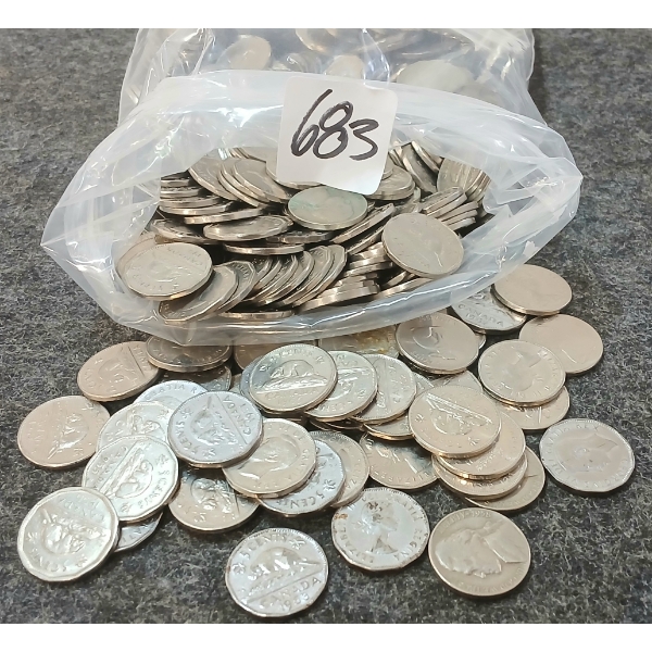 QTY OF 1950-1965 CDN & U.S. 5 CENT COINS
