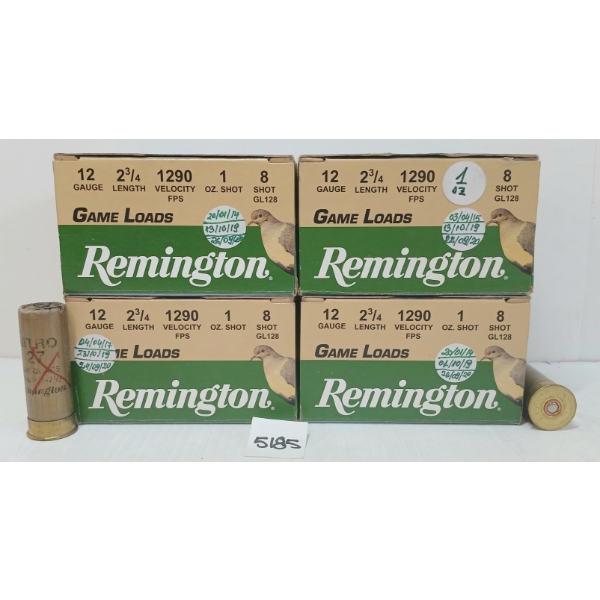 AMMO: 100X REMINGTON 12GA - 2 3/4IN - #8 SHOT - RELOADS(?)