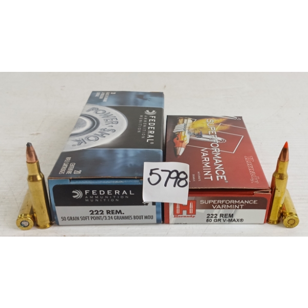AMMO: 40X HORNADY & FEDERAL .222REM - 50GR