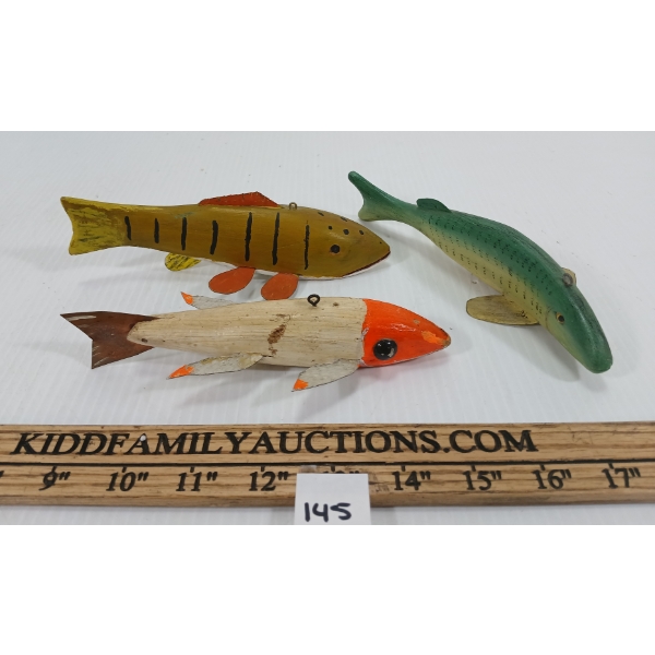 LOT OF 3 - FOLK ART FISH DECOYS