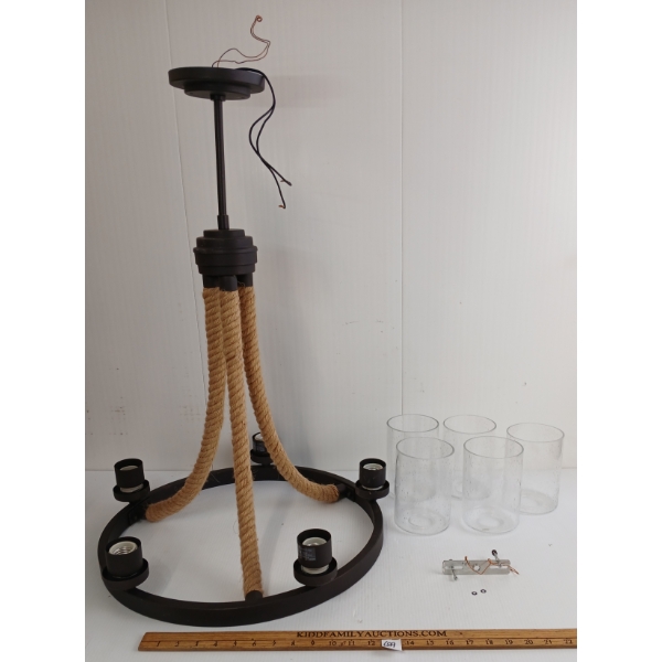 FIVE LIGHT ROPE CHANDELIER