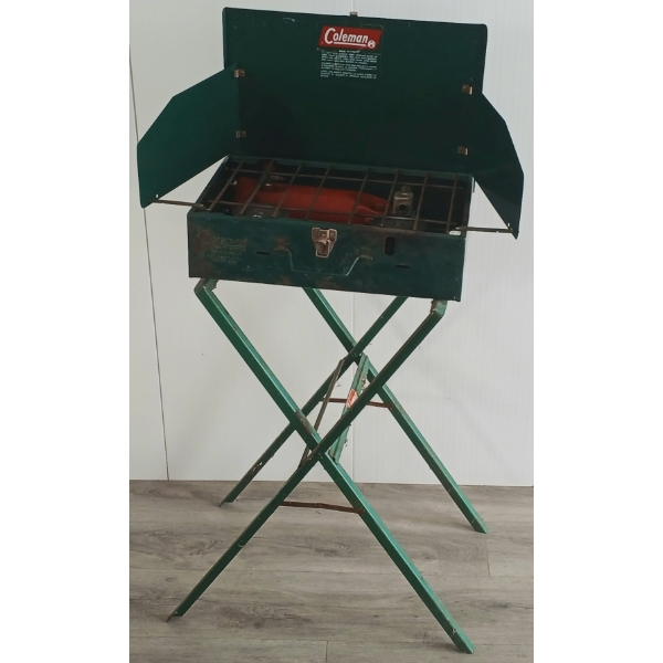 COLEMAN MODEL 421-B DUAL BURNER CAMP STOVE W/ STAND