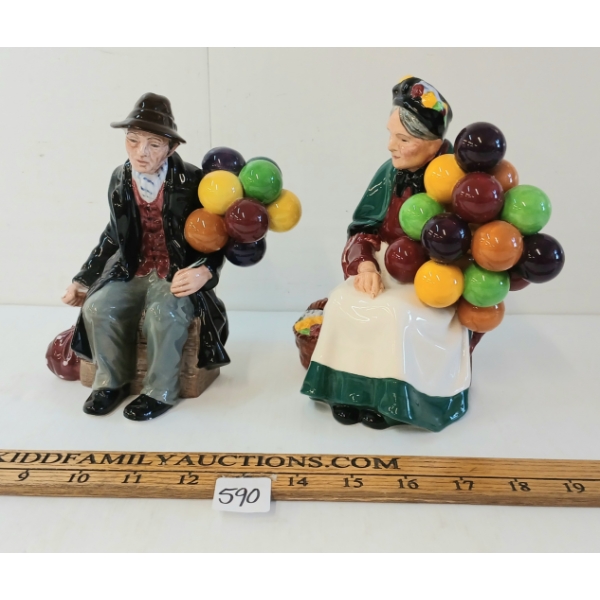 LOT OF 2 - 1954 ROYAL DOULTON "THE BALLOON MAN" & "THE OLD BALLOON SELLER" FIGURINES