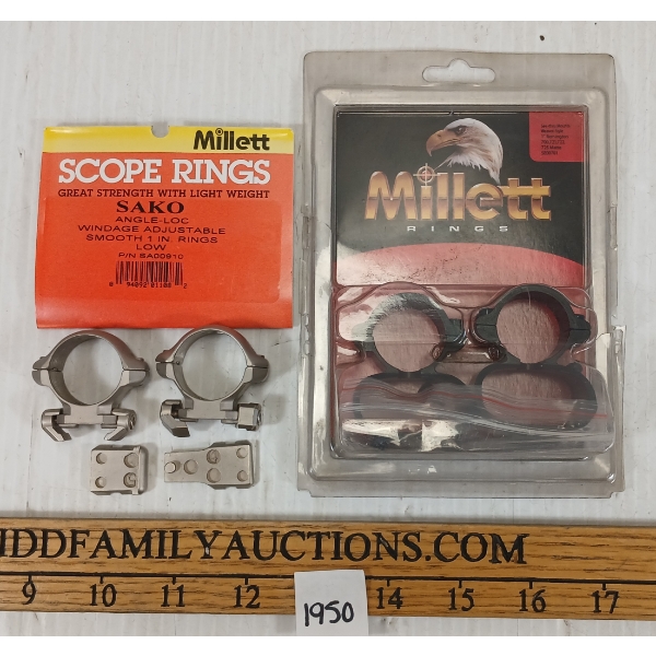 LOT OF 2 - PAIRS OF SCOPE RINGS - INCL SMOOTH LOW 1IN