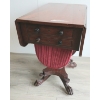 Image 1 : DROP LEAF SEWING STAND WITH WORK BAG - MAHOGANY - C. MID - LATE 1800s