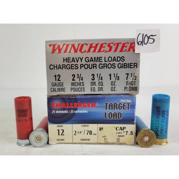 AMMO: 50X WINCHESTER & CHALLENGER 12GA - 2-3/4IN - #7-1/2 SHOT