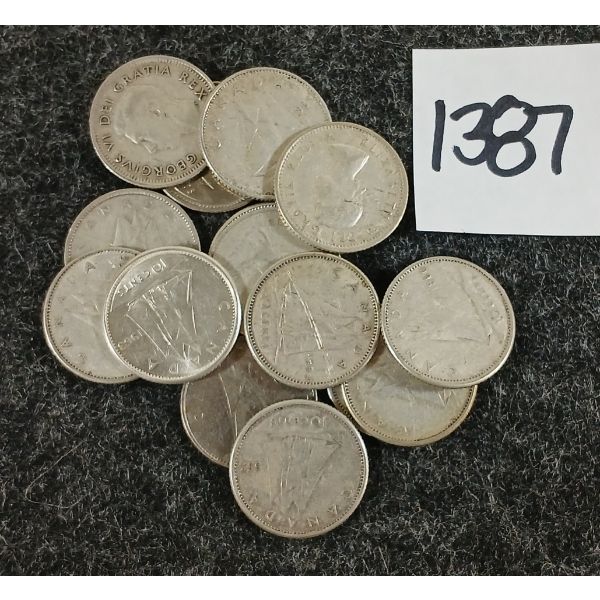 LOT OF 15 - 1953-1968 CDN SILVER DIMES