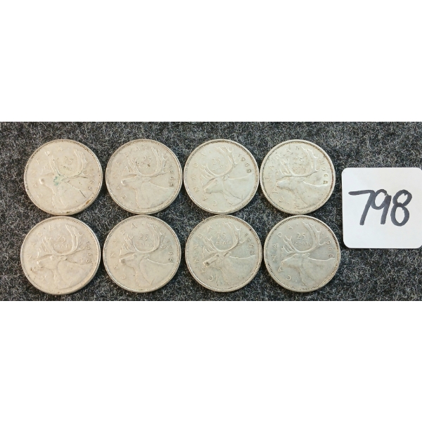 LOT OF 8 - 1968 CDN 25 CENT COINS