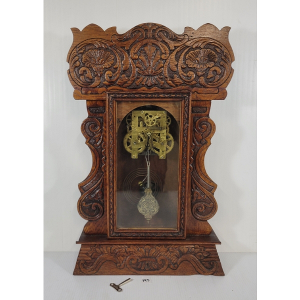 1911 NEW HAVEN GINGERBREAD "MERCHANT'S LINE" 8 DAY CLOCK