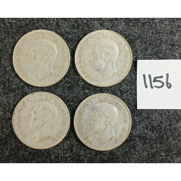 LOT OF 4 - 1952 CDN 50 CENT SILVER COINS