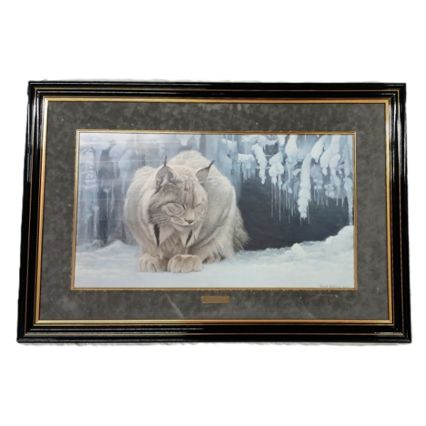  DOZING LYNX  BY ROBERT BATEMAN (PRS CDN ARTIST) - FRAMED PRINT