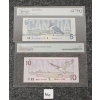 Image 6 : LOT OF 2 - 1986 & 1989 CDN $5 & 10 BANKNOTES - LEGACY & PMG GRADED